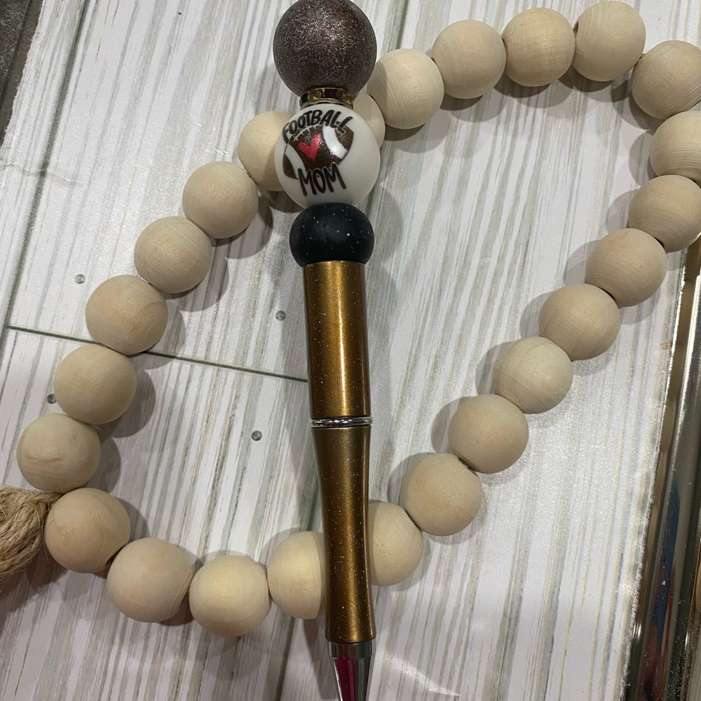 Brown Football Mom Beaded Pen